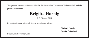 Anzeige von Brigitte Hornig von LZ