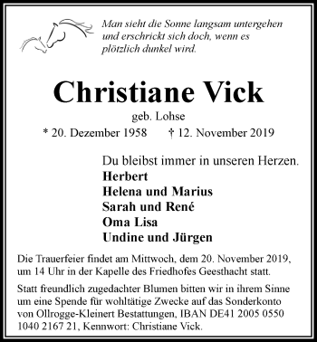 Anzeige von Christiane Vick von LZ