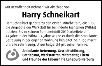 Anzeige von Reinhard Harry Schneikart von LZ