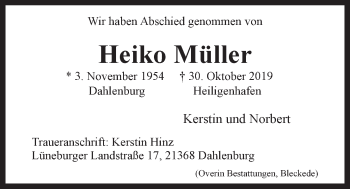 Anzeige von Heiko Müller von LZ