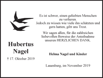 Anzeige von Hubertus Nagel von LZ