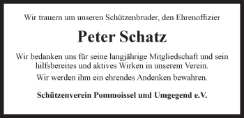 Anzeige von Peter Schatz von LZ