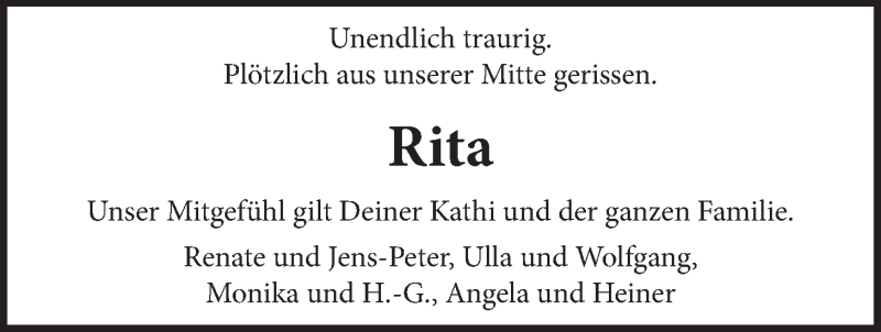  Traueranzeige für Rita Janz vom 19.11.2019 aus LZ