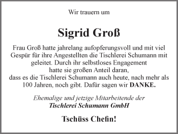 Anzeige von Sigrid Groß von LZ