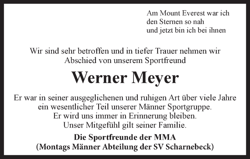  Traueranzeige für Werner Meyer vom 20.11.2019 aus LZ