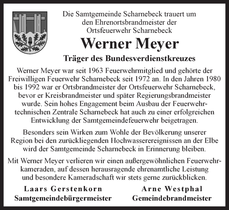  Traueranzeige für Werner Meyer vom 20.11.2019 aus LZ