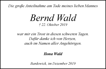 Anzeige von Bernd Wald von LZ