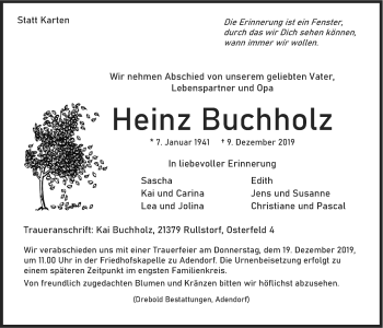 Anzeige von Heinz Buchholz von LZ