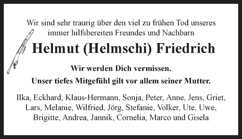 Traueranzeige für Helmut Friedrich vom 21.12.2019 aus LZ