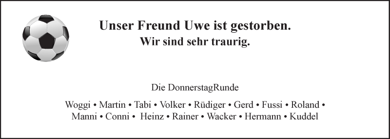  Traueranzeige für Uwe Alemeier vom 21.12.2019 aus LZ