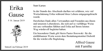 Anzeige von Erika Gause von LZ
