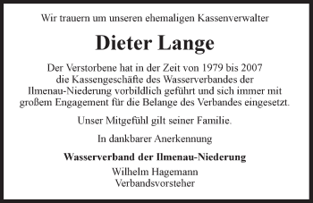 Anzeige von Dieter Lange von LZ