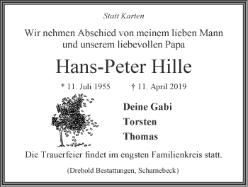 Anzeige von Hans-Peter Hille von LZ