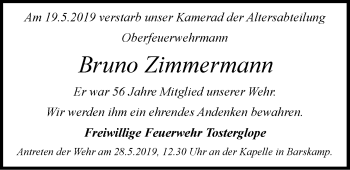 Anzeige von Bruno Zimmermann von LZ