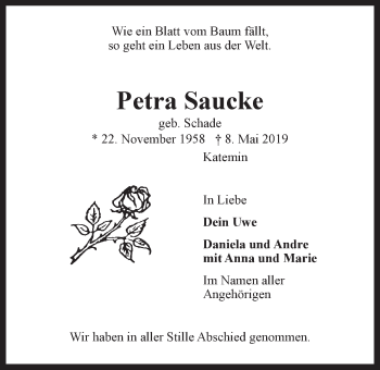 Anzeige von Petra Saucke von LZ