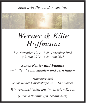 Anzeige von Werner Hoffmann von LZ