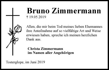 Anzeige von Bruno Zimmermann von LZ
