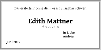 Anzeige von Edith Mattner von LZ
