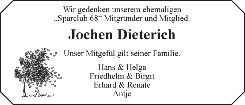  Traueranzeige für Jochen Dieterich vom 13.06.2019 aus LZ