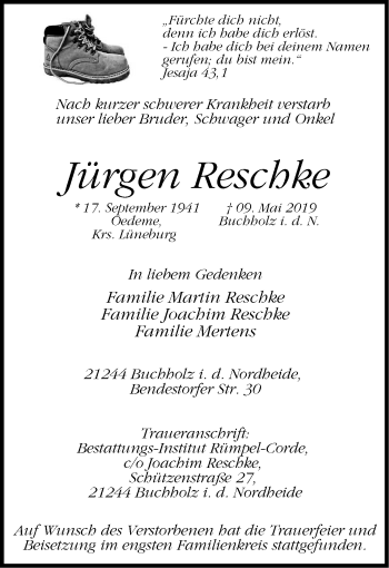 Anzeige von Jürgen Reschke von LZ