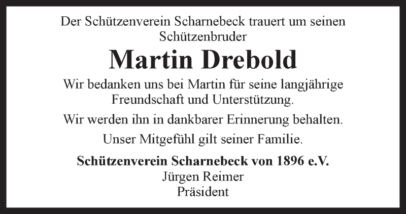  Traueranzeige für Martin Drebold vom 22.06.2019 aus LZ