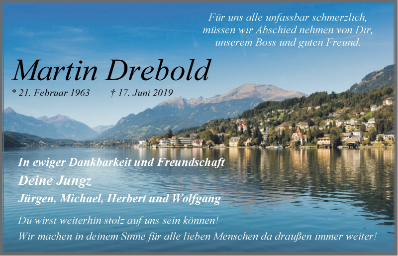  Traueranzeige für Martin Drebold vom 22.06.2019 aus LZ