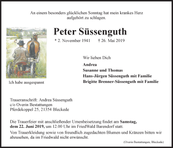 Anzeige von Peter Süssenguth von LZ
