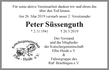 Anzeige von Peter Süssenguth von LZ