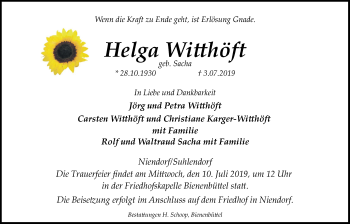 Anzeige von Helga Witthöft von LZ