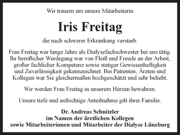 Anzeige von Iris Freitag von LZ