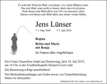Anzeige von Jens Lünser von LZ