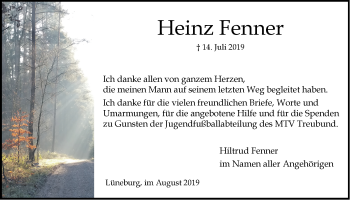 Anzeige von Heinz Fenner von LZ