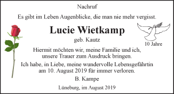 Anzeige von Lucie Wietkamp von LZ