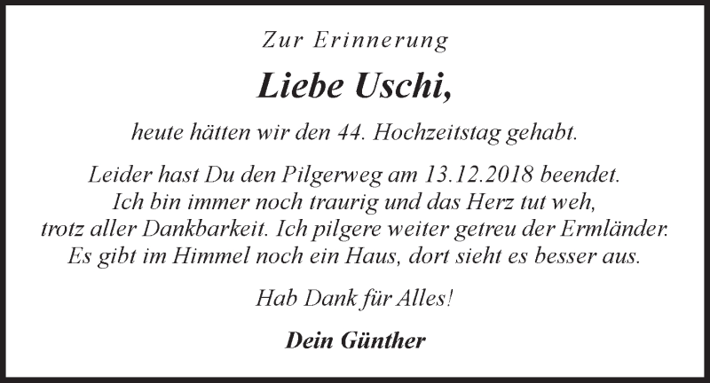  Traueranzeige für Ursula Pusch vom 27.08.2019 aus LZ