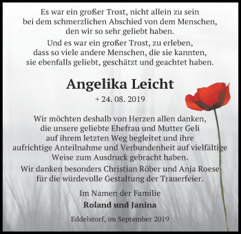 Anzeige von Angelika Leicht von LZ