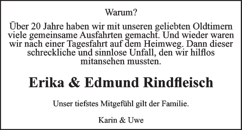  Traueranzeige für Erika Rindfleisch vom 21.09.2019 aus LZ