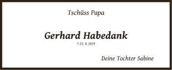 Anzeige von Gerhard Habedank von LZ