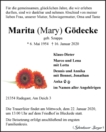 Anzeige von Marita Gödecke von LZ