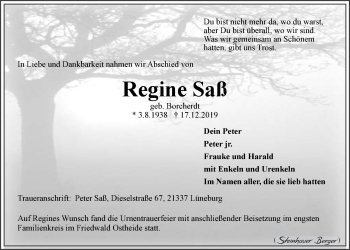 Anzeige von Regine Saß von LZ