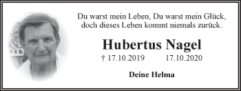 Anzeige von Hubertus Nagel von LZ