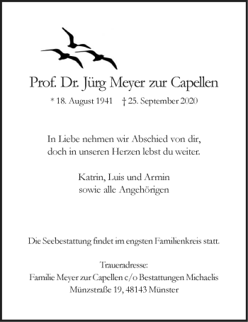 Anzeige von Jürg Meyer zur Capellen von LZ