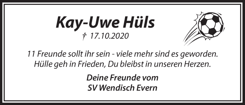  Traueranzeige für Kay-Uwe Hüls vom 24.10.2020 aus LZ