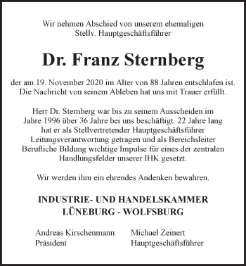 Anzeige von Franz Sternberg von LZ