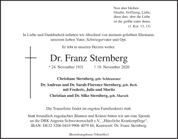 Anzeige von Franz Sternberg von LZ