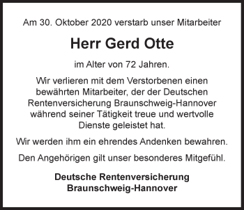 Anzeige von Gerd Otte von LZ