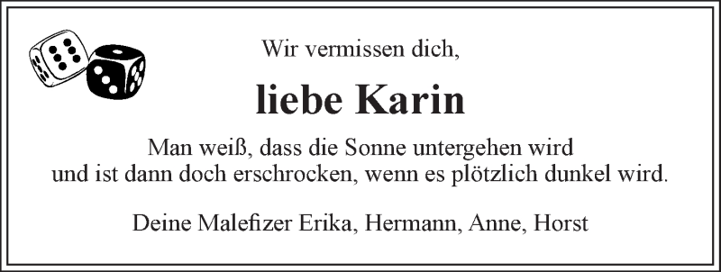  Traueranzeige für Karin Soltau vom 07.11.2020 aus LZ
