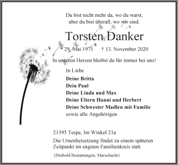 Anzeige von Torsten Danker von LZ