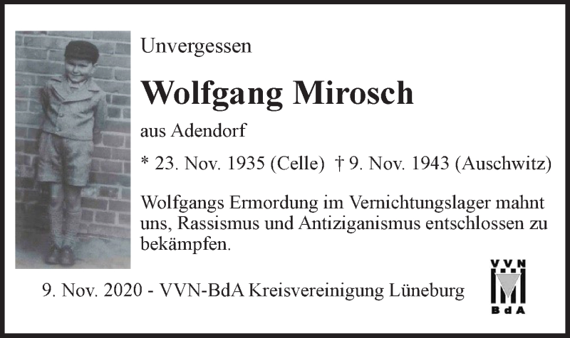  Traueranzeige für Wolfgang Mirosch vom 14.11.2020 aus LZ