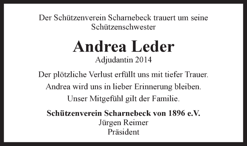  Traueranzeige für Andrea Leder vom 18.12.2020 aus LZ