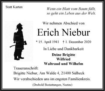 Anzeige von Erich Niebur von LZ